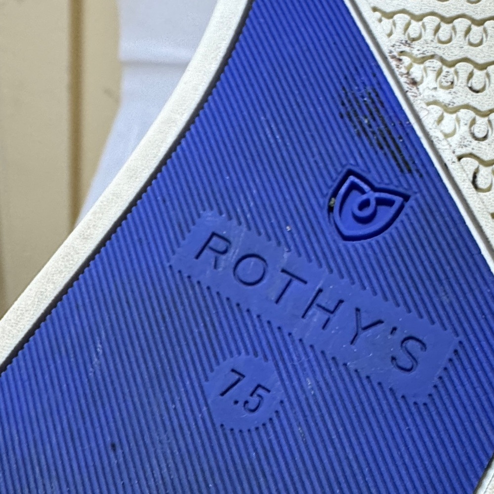 Rothy's Olive Slip-On Shoes with Blue Trim - Picture 7 of 16